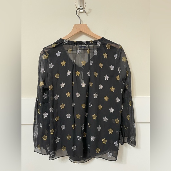 Rebecca Minkoff Derora Star Patterned Silk Metallic Relaxed Blouse Size Small - Picture 6 of 9